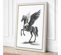 Pegasus in Flight Japandi Canvas Wall Art Print 24x16 Inch