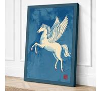 Pegasus in Flight Japandi Canvas Wall Art Print 24x16 Inch