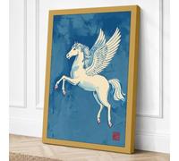Pegasus in Flight Japandi Canvas Wall Art Print 24x16 Inch (61 x 41 cm)