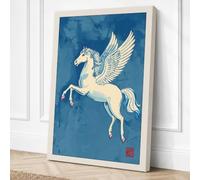 Pegasus in Flight Japandi Canvas Wall Art Print 24x16 Inch (61 x 41 cm)