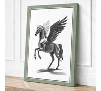 Pegasus in Flight Japandi Canvas Wall Art Print 30x20 Inch (76 x 51 cm)