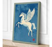 Pegasus in Flight Japandi Canvas Wall Art Print 36x24 Inch (91 x 61 cm)