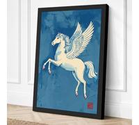 Pegasus in Flight Japandi Canvas Wall Art Print 36x24 Inch (91 x 61 cm)