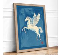 Pegasus in Flight Japandi Framed Wall Art Print A3 Oak