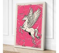 Pegasus in Flight Retro Canvas Wall Art Print 24x16 Inch (61 x 41 cm)