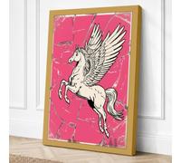 Pegasus in Flight Retro Canvas Wall Art Print 24x16 Inch (61 x 41 cm)