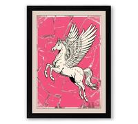 Pegasus in Flight Retro Framed Wall Art Print A1 (84.1×59.4cm) Black, Wall Decor for Living Room, Bedroom, Office & Home, Ready to Hang, Art Gift