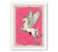 Pegasus in Flight Retro Framed Wall Art Print A2 (59.4×42cm) White, Wall Decor for Living Room, Bedroom, Office & Home, Ready to Hang, Art Gift