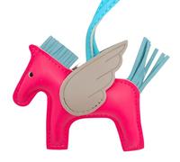 Pegasus Keychain, Horse Keychain, Pony, Animal Keyring, PU Leather Animal Lover Gift for Women Girl Teen, Deep Pink - Grey, One size