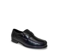 Pegasus Men's Leather Wide Fit Slip-On Moccasin Shoes - Smart Casual Comfort Footwear with Cushioned Insole Black 13