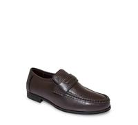 Pegasus Men's Leather Wide Fit Slip-On Moccasin Shoes - Smart Casual Comfort Footwear with Cushioned Insole Brown 11