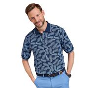 Pegasus Men's 100% Cotton Palm Print Polo Shirt, Short Sleeve, Flat Knit Collar in Navy | Size: 4XL Pegasus Navy 4XL