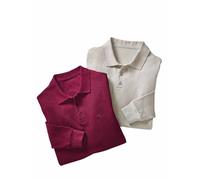 Pegasus Men's 2 Pack Long Sleeve Polo Shirt 260GSM Heavyweight Pique Flat Knit in Burgundy | Size: Medium Pegasus Burgundy M