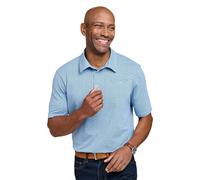 Pegasus Men's All Over Printed Polo Shirt, Stretch Cotton Blend with Chest Pocket in Light Blue | Size: Large Pegasus Light Blue L