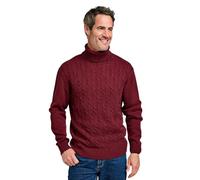 Pegasus Men's Cable Roll Neck Jumper Chunky Knit with Classic Roll Neck Collar Soft Handle Acrylic Burgundy
