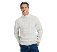 Pegasus Men's Cable Roll Neck Jumper Chunky Knit with Classic Roll Neck Collar Soft Handle Acrylic Ecru XL