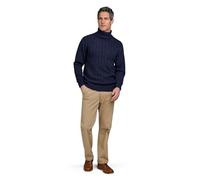 Pegasus Men's Cable Roll Neck Jumper Chunky Knit with Classic Roll Neck Collar Soft Handle Acrylic Navy XL