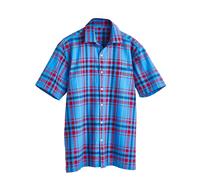 Pegasus Men's Casual Short Sleeve Summer Cotton Check Shirt with Single Chest in Blue | Size: Medium Pegasus Blue M