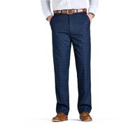Pegasus Men's Check Trouser Regular Fit with Hidden Stretch Waistband Stylish Flat Front & 2 Slant Pockets Navy 42W / 29L