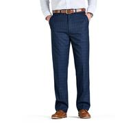 Check Trouser Regular Fit with Hidden Stretch Waistband Stylish Flat Pegasus Navy 36R