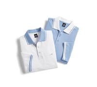 Pegasus Men's Classic 2 Pack of Cotton Knitted Pique Polo Shirts Ribbed Collar & Cuffs with Tipping Sky Blue 3XL