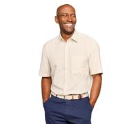 Pegasus Men's Classic Lightweight Short Sleeve Non-Iron Seersucker Stripe Shirt with Chest Pocket Beige 40 (M)