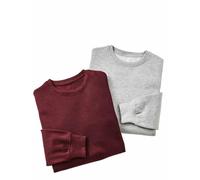 Pegasus Men's Crew Neck Sweatshirts (Pack of 2) Brushed Fleece Pullover Jumper with Long Sleeves Burgundy