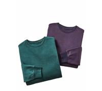 Pegasus Men's Crew Neck Sweatshirts (Pack of 2) Brushed Fleece Pullover Jumper with Long Sleeves Navy