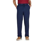 Pegasus Men's Elasticated Waist Seersucker Trousers, Lightweight Cotton Summer Pants Navy