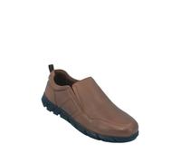 Pegasus Men's Extra Wide Fit Slip On Leather Shoes with Elasticated Gussets (H Fit) Brown