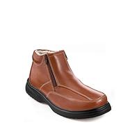 Pegasus Men's Extra Wide H Fit Leather Sherpa Lined Twin Zip Boots, Warm Fleece Winter Ankle Boots, Easy Fastening Comfort Walking Shoe, Cushioned Casual Outdoor Footwear Tan 9 UK