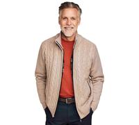 Pegasus Men's Fleece Lined Chunky Cable Knitted Zipper Cardigan in Light Brown | Size: 2XL Pegasus Light Brown 2XL