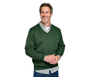 Pegasus Men's Fleece Lined V Neck Thermal Jumper Olive