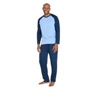 Pegasus Men's Knitted Pyjama Set with Long Sleeve Top & Elasticated Waist Bottoms, Cotton Jersey Nightwear Navy XL