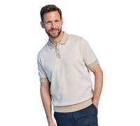 Pegasus Men's Knitted Short Sleeve Polo Shirt with Contract Collar Cuff & Trim in Beige | Size: Medium Pegasus Beige M