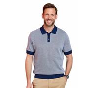 Pegasus Men's Knitted Short Sleeve Polo Shirt with Contract Collar Cuff & Trim in Navy | Size: Large Pegasus Navy L