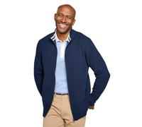 Pegasus Men's Knitted Waffle Zip Jacket - Soft Textured Fabric with Side Pockets & Contrast Collar Navy M