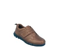 Pegasus Men's Leather Extra Wide Fit Touch Fasten Shoes (H Fit) in Brown | Size: 11 Pegasus Brown 11