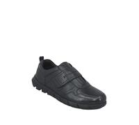 Pegasus Men's Leather Extra Wide Fit Touch Fasten Shoes with Adjustable Strap and Cushioned Ankle Support, Classic Smart Style (H Fit) Black 7 UK