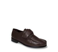 Pegasus Men's Wide Fit Leather Moccasin Shoes - Classic Design with Touch Fasten Brown 9