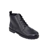 Pegasus Men's Leather Wide Fit Brogue Boots with Fleece Lining, Side Zip & Classic in Black | Size: 8 Pegasus Black 8