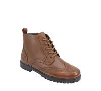 Pegasus Men's Leather Wide Fit Brogue Boots with Fleece Lining, Side Zip & Classic in Tan | Size: 9 Pegasus Tan 9