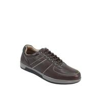 Pegasus Men's Leather Wide Fit Lace Up Cushioned Smart Trainer - Smart Casual G Fit Comfort Shoe Brown 9 UK