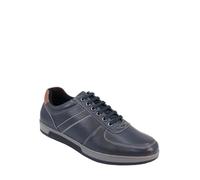 Pegasus Men's Leather Wide Fit Lace Up Cushioned Smart Trainer - Smart Casual G Fit Comfort Shoe Navy 12 UK
