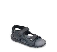 Pegasus Men's Leather Wide Fit Sandals with Adjustable Touch Fasten Straps & Soft Cushioned Footbed Black 10 UK