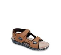 Pegasus Men's Leather Wide Fit Sandals with Adjustable Touch Fasten Straps & Soft Cushioned Footbed Tan 11 UK