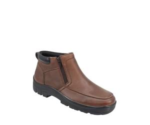 Pegasus Men's Leather Wide Fit Waterproof Twin Zip Boot with Soft Padded Ankle & Sturdy Grip Sole for Comfortable Outdoor Walking Brown 9