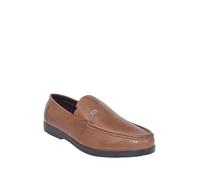Pegasus Men's Leather Wide G Fit Slip On Moccasins Soft Premium Leather with Cushioned Support and Durable Outsole Brown 7