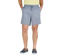Pegasus Men's Linen Look Cotton Pull On Shorts - Lightweight, Elasticated Waist in Blue | Size: 46R Pegasus Blue 46R