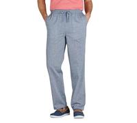 Pegasus Men's Linen Look Cotton Pull On Trousers - Lightweight, Elasticated Waist with Drawcord, Casual Summer Pants Denim